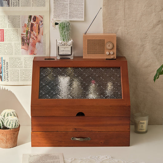 Gabinete de Almacenamiento Cosmético Vintage Madera con Doble Cajón - Image 2