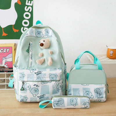 Set de 3 Piezas: Mochila Escolar con Diseño Osito y Lonchera para Niñas - Image 7