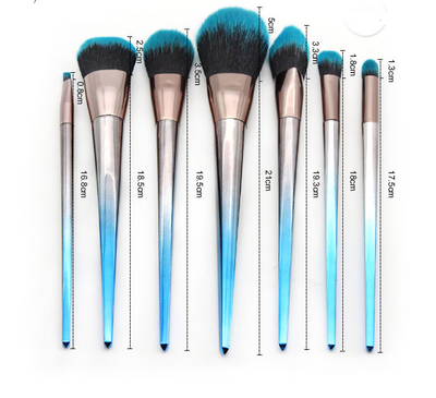 Set de 7 Brochas de Maquillaje Degradado Azul Negro - Image 7