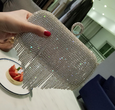 Bolso de Noche Diamante con Flecos para Novia y Eventos - Image 8
