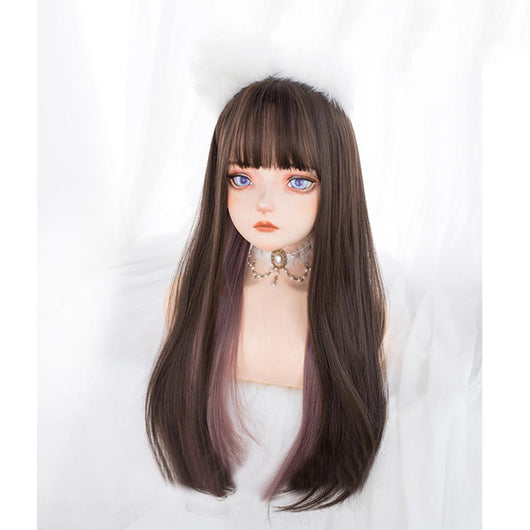 Peluca Larga Lisa para Mujer - Estilo Influencer con Flequillo Integrado - Image 9