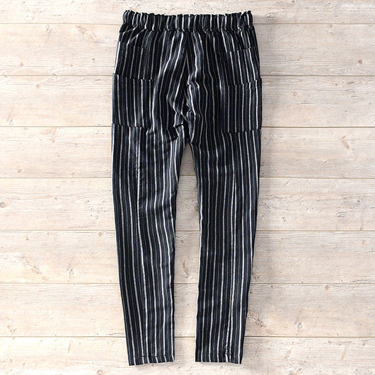 Pantalón de Lino a Rayas con Cintura Elástica y Amarre - Image 11
