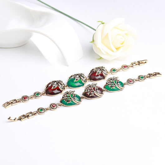Pulsera Dorada Antigua de Resina Ruby con Oro Puro - Image 3