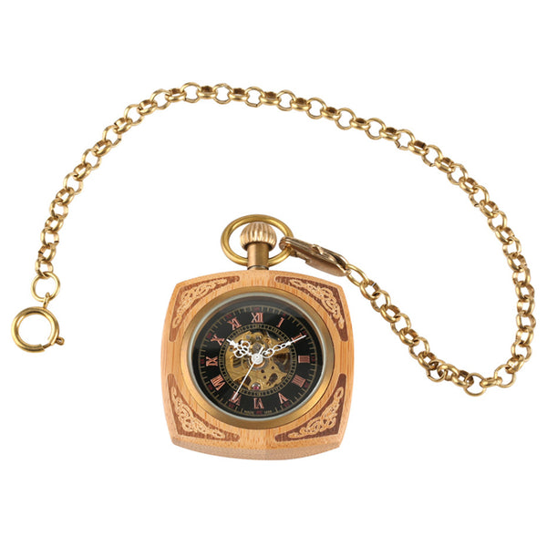 Reloj de Bolsillo Caoba con Mecanismo de Cuarzo