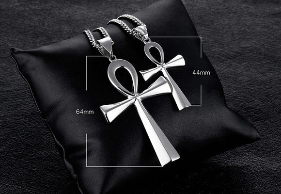 Collar Amuleto Cruz Egipcia Ankh para Hombre en Acero Inoxidable