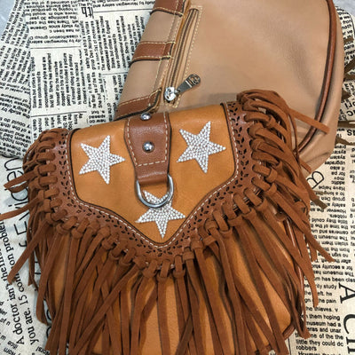 Bolso Bandolera Retro con Estrella Lentejuelas y Borlas - Image 10