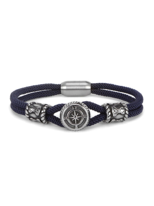 Pulsera de Acero Titanio con Cuerda Trenzada Doble y Brújula - Image 3