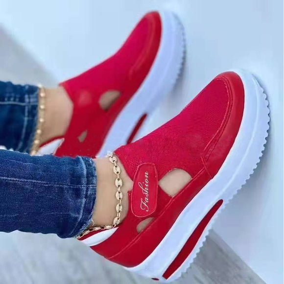 Zapatillas Deportivas Mujer con Cierre de Velcro y Suela Gruesa Transpirable