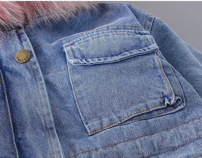 Chaqueta de Niña Denim con Forro de Terciopelo para Otoño e Invierno - Image 11