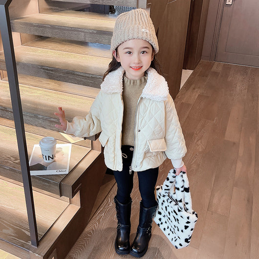 Chaqueta Casual de Invierno para Niñas con Cuello Polo Cálido - Image 17