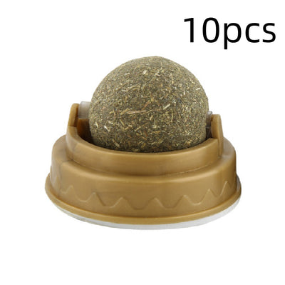 Catnip ball with a rotating base, designed for cats as a treat and molar teeth cleaning toy. - Image 9