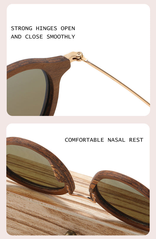Gafas de Sol Redondas en Madera de Nogal - Estilo Casual Versátil - Image 21