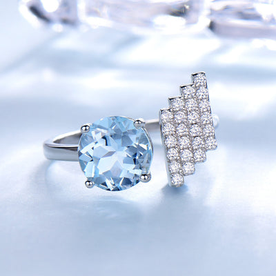 Anillo Ajustable con Topacio Azul - Diseño Abierto - Image 11