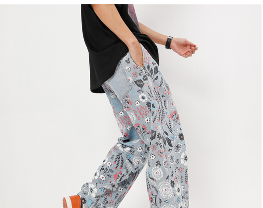 Jeans Estampados con Diseño Floral Doodle para Hombre - Image 22
