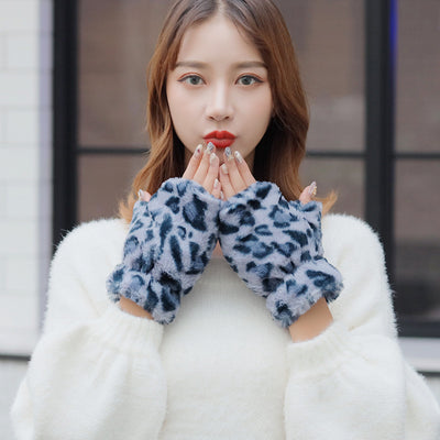 Guantes Mitones de Leopardo para Mujer - Polar Cálido sin Dedos - Image 9
