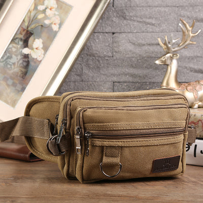 Riñonera de Lona con 4 Bolsillos para Hombre - Bolsa de Cintura Ajustable para Viajes y Actividades Outdoor - Image 2