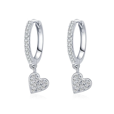 Aretes de Plata 925 con Diamantes en Forma de Corazón - Image 4
