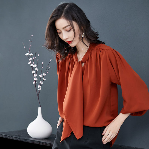 Blusa de Gasa Manga Larga para Mujer - Ideal para Otoño