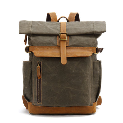 Mochila de Cuero Crazy Horse para Viajes - Bolsa Multifuncional Hombre con Compartimento Laptop