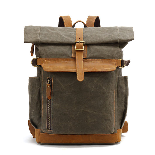 Mochila de Cuero Crazy Horse para Viajes - Bolsa Multifuncional Hombre con Compartimento Laptop