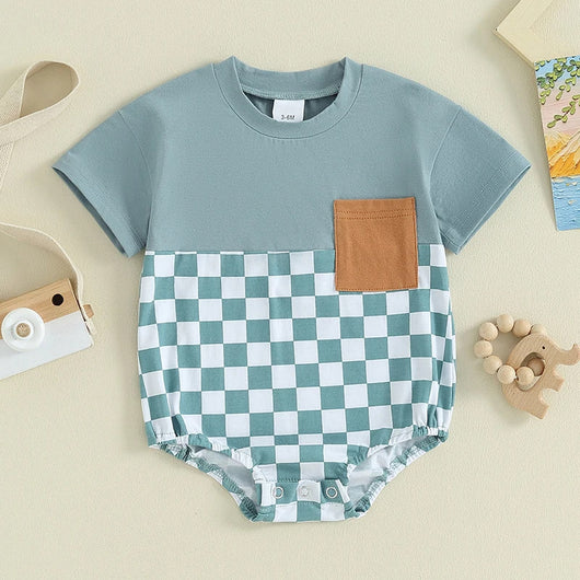 Mameluco Infantil de Verano Waffle con Bolsillos y Manga Corta - Image 2