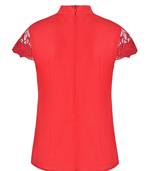 Camisa de Cuello Parado con Detalles de Encaje en Mangas - Image 9