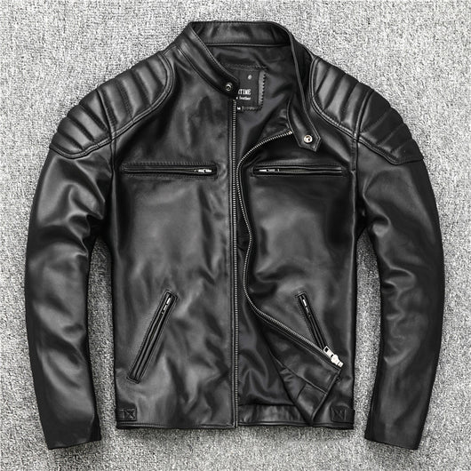 Chaqueta de Cuero Slim Fit con Cuello Mao para Hombre - Image 11