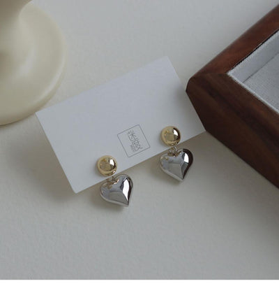 Aretes de Plata Esterlina Contraste 3D Amor Aguja Sensible - Image 9