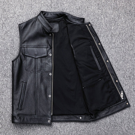Chaleco de Cuero para Motociclista - Estilo Casual Tallas Grandes - Image 3