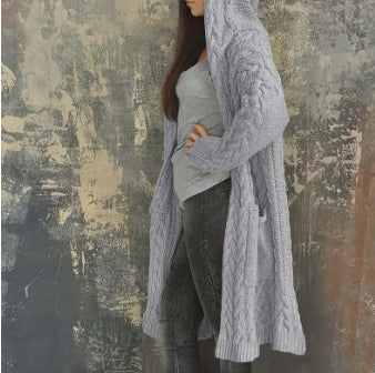 Cardigan Largo con Capucha y Trenzas Texturizadas para Mujer - Image 6