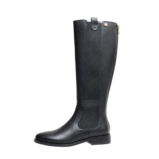 Botas Tipo Knight de Cuero con Tacón Bajo y Elástico Doble para Piernas Robustas - Image 2