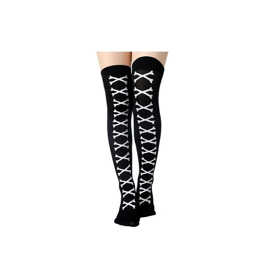 Medias Largas Hasta la Rodilla con Estampado Halloween - Telaraña, Murciélagos, Calaveras y Castillo - Image 17