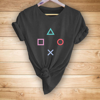 Playera Casual con Estampado de Símbolos Geométricos - Image 9