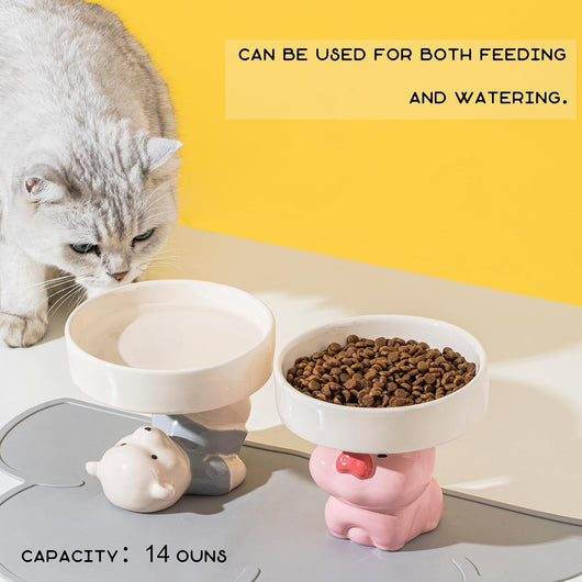 Comedero Elevado para Gatos de Cerámica - Bebedero Antioxidante con Diseño Felino - Image 6