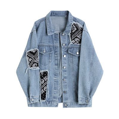 Chaqueta Denim Vintage con Estampado Patchwork para Mujer - Image 3