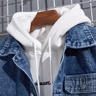 Chaqueta Denim con Capucha para Trabajo - Abrigo Casual Resistente para Hombre - Image 8