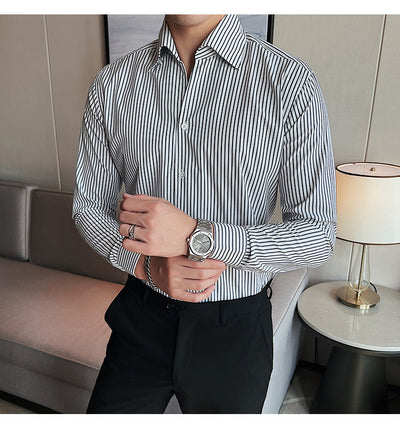 Camisa de Vestir Hombre Talla Grande a Rayas sin Planchado - Image 12