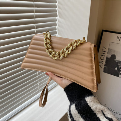 Bolso de Hombro Nupcial Cuadros con Cadena Roja para Mujer - Image 13