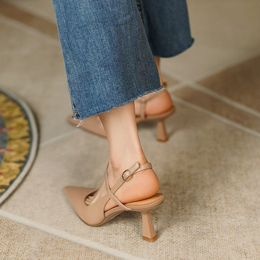 Sandalias Stiletto Punta Aguda con Hebilla de Cuero para Mujer - Image 21