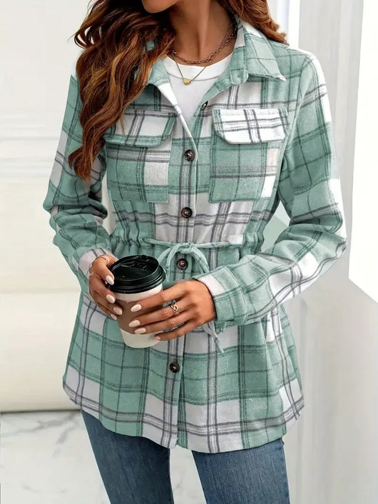 Camisa de Franela a Cuadros para Mujer - Manga Larga Casual - Image 8