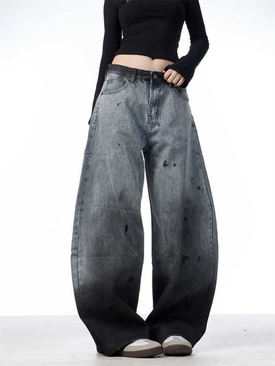 Pantalones Jeans Sueltos Efecto Desteñido con Tinta Splash - Image 4