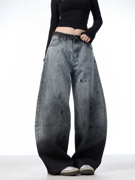 Pantalones Jeans Sueltos Efecto Desteñido con Tinta Splash - Image 4
