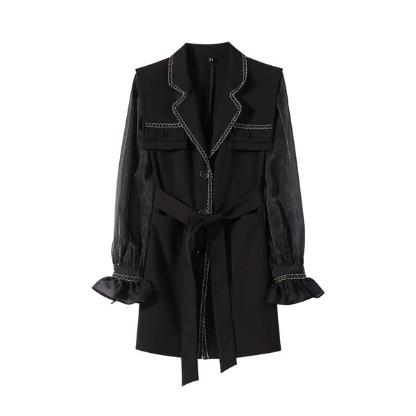 Blusa Elegante con Encaje en Mangas y Cintura