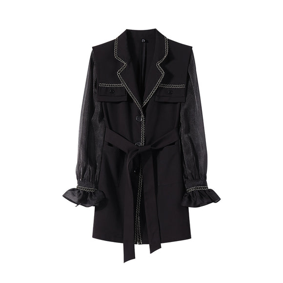 Blusa Elegante con Encaje en Mangas y Cintura