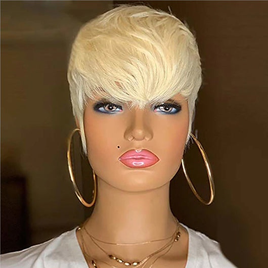 Peluca Sintética Rubia Corta Estilo Pixie para Mujer - Image 10
