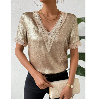 Blusa Elegante para Mujer con Encaje y Escote en V - Image 4