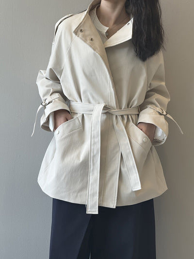 Abrigo Trench Casual Holgado con Cuello de Pie para Mujer - Image 28