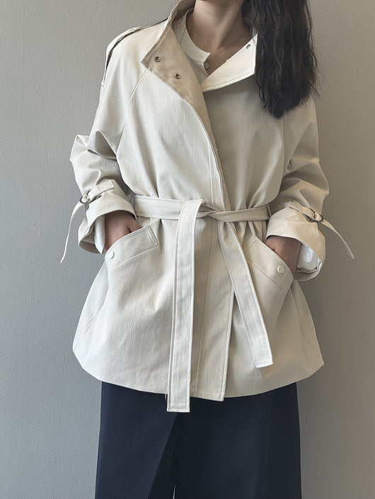 Abrigo Trench Casual Holgado con Cuello de Pie para Mujer - Image 28