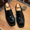 Zapatos Hombre Punta Cuadrada Charol Negro - Estilo Moderno y Versátil