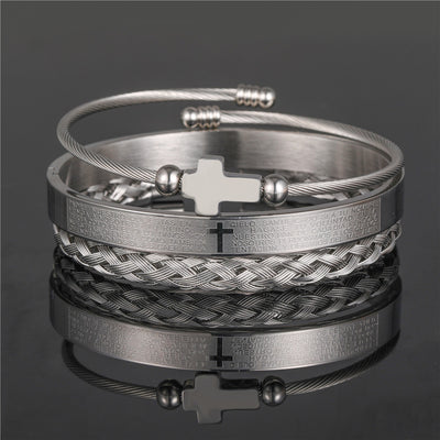 Pulsera de Acero Titanio Estilo Punk con Diseño Romano - Image 15